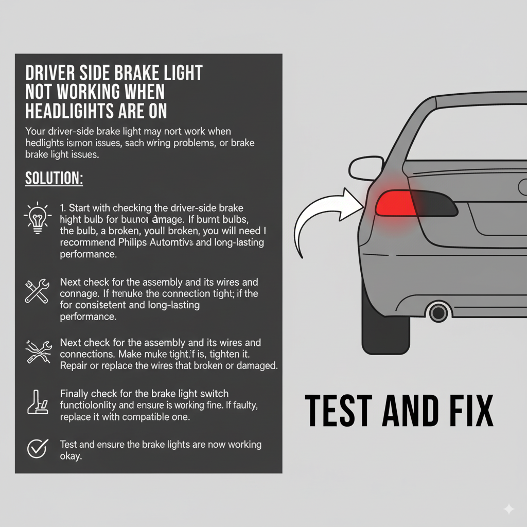 Driver Side Brake Light Not Working When Headlights Are On