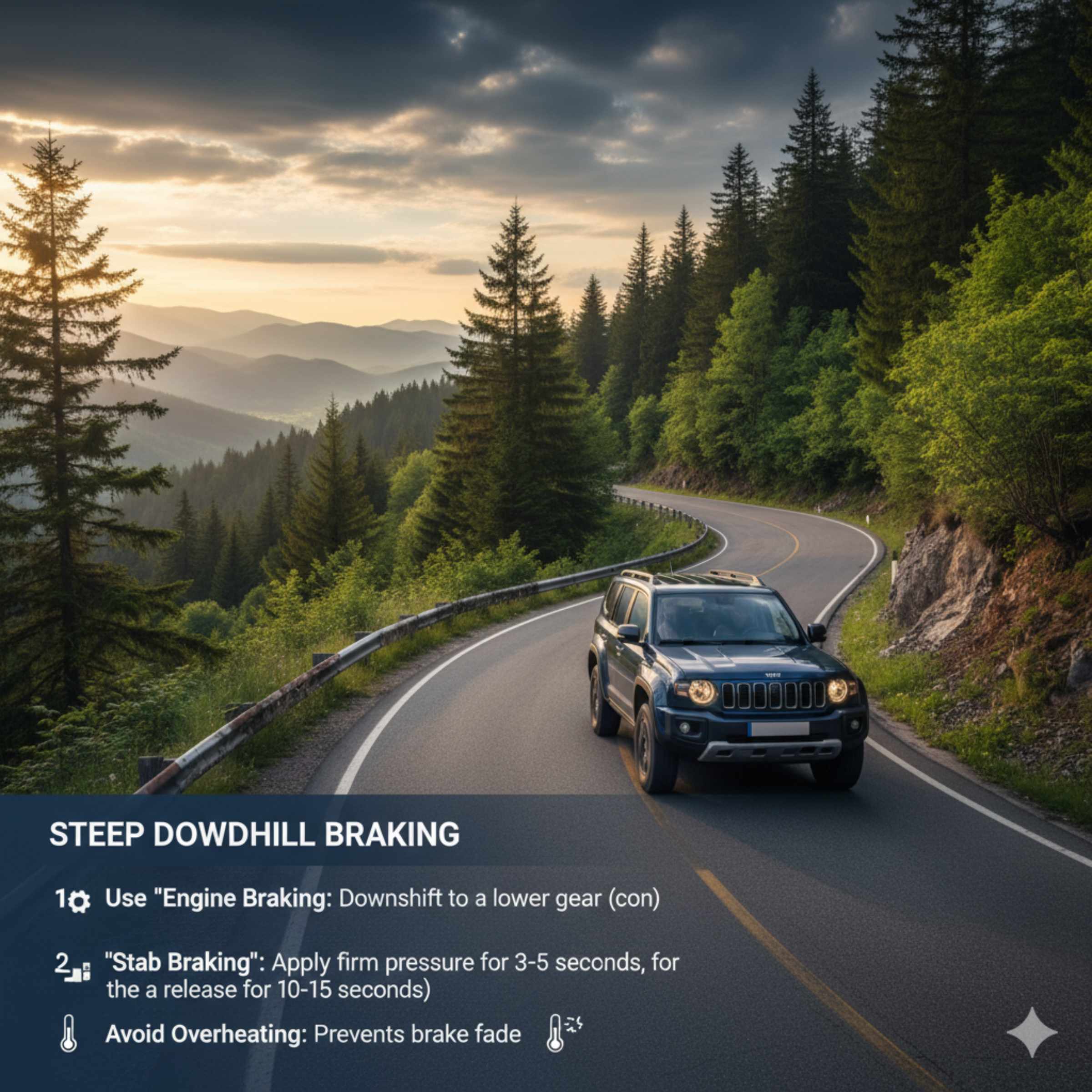 Which Is The Best Way To Use The Brake Pedal On A Steep Downhill Grade