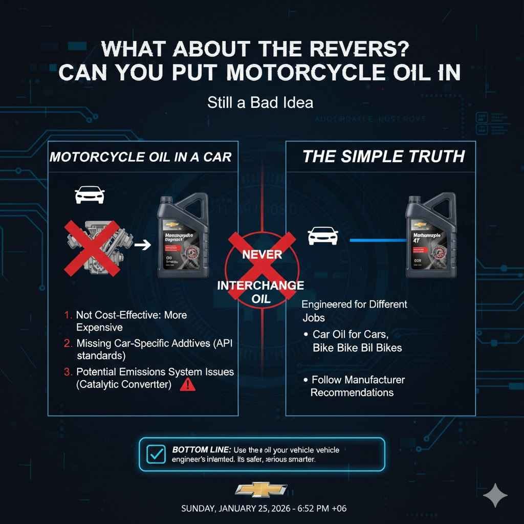 Can You Put Motorcycle Oil in a Car