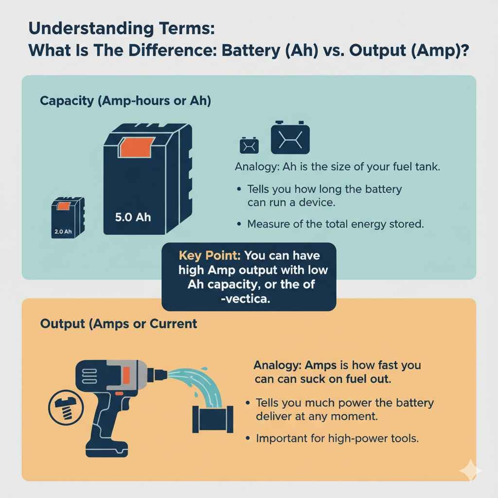 Understanding Terms What Is The Difference Battery Capacity (Ah) vs. Output (Amp)