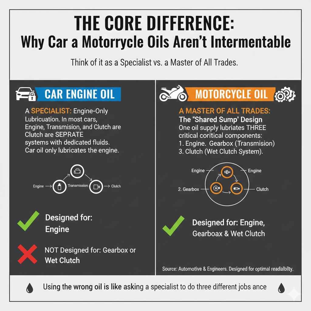 Why Car and Motorcycle Oils Aren't Interchangeable