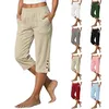 Cotton Linen Pedal Pushers with Pockets