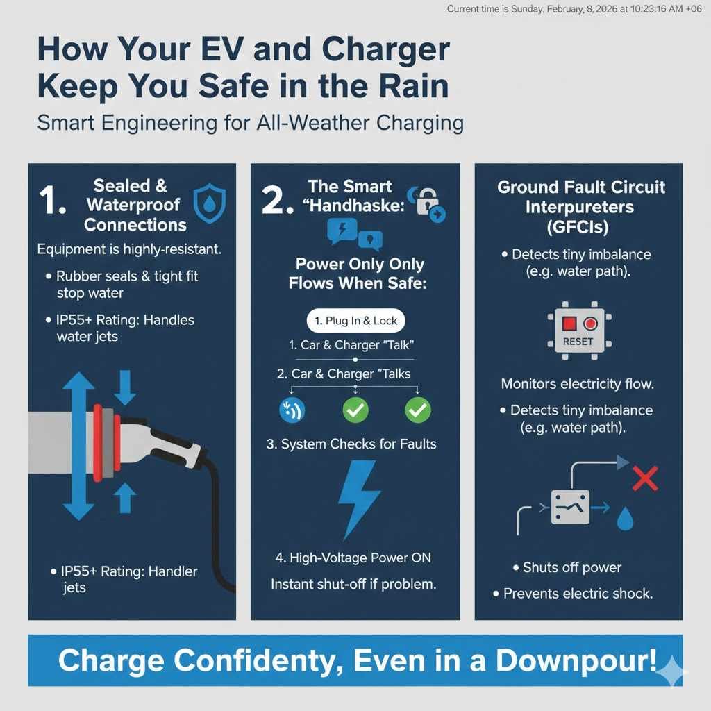 How Your EV and Charger Keep You Safe in the Rain