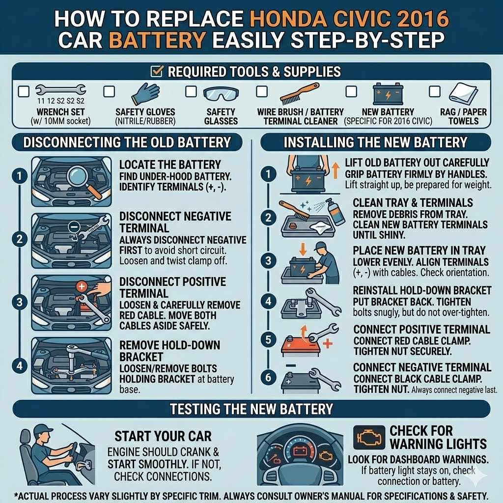 How to Replace Honda Civic 2016 Car Battery Easily Step-by-Step
