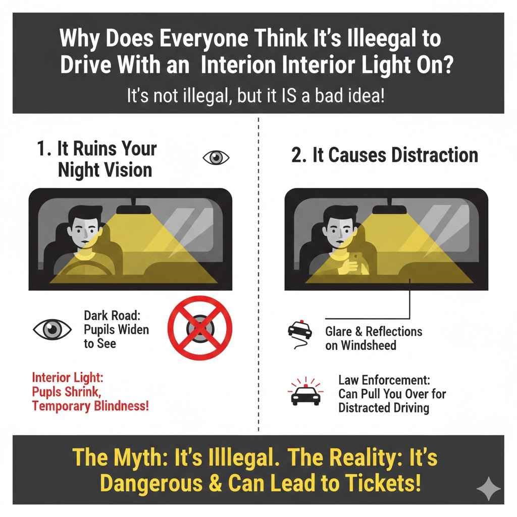 Why Does Everyone Think It’s Illegal to Drive With an Interior Light On
