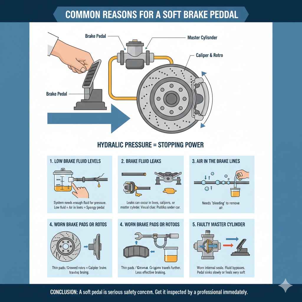 Common Reasons for a Soft Brake Pedal