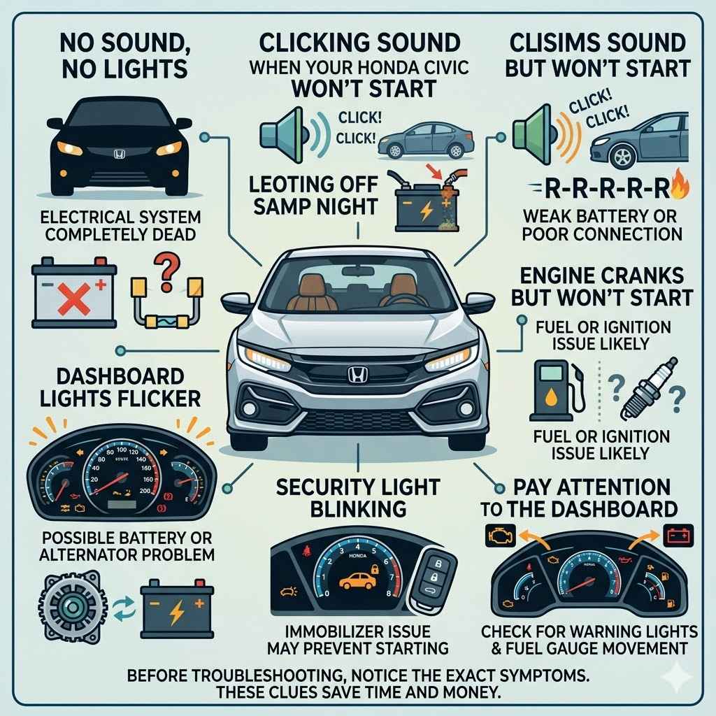Common Symptoms When Your Honda Civic Won’t Start