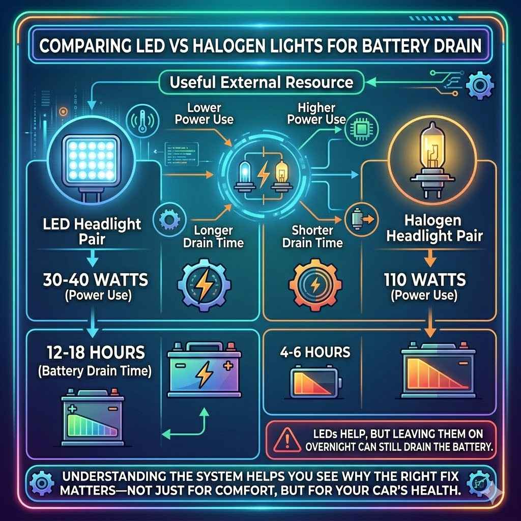 Comparing Led Vs Halogen Lights For Battery Drain