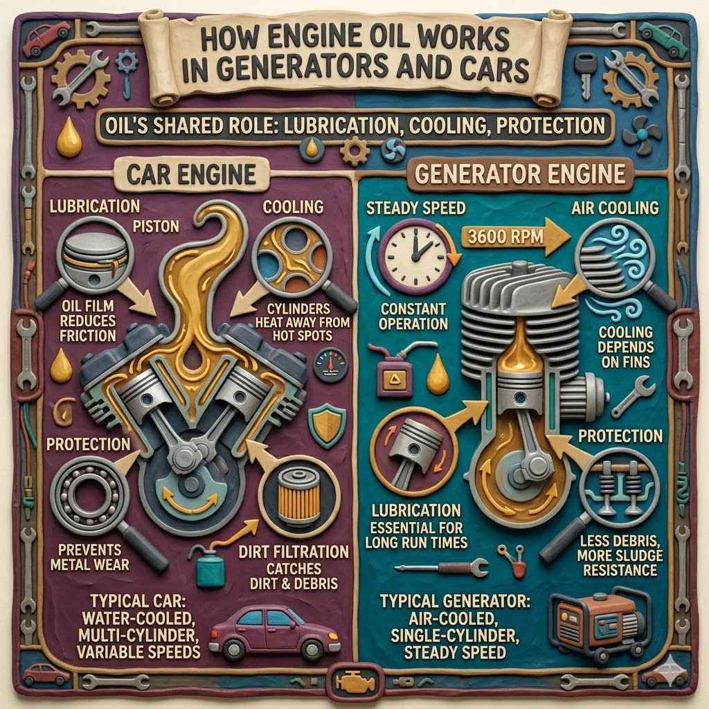 How Engine Oil Works In Generators And Cars