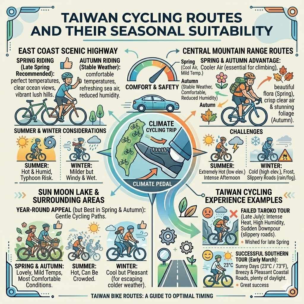 Taiwan Cycling Routes And Their Seasonal Suitability