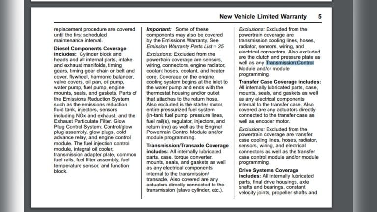 Is Transmission Control Module Covered under Warranty