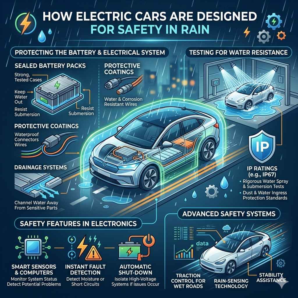 How Electric Cars Are Designed For Safety In Rain