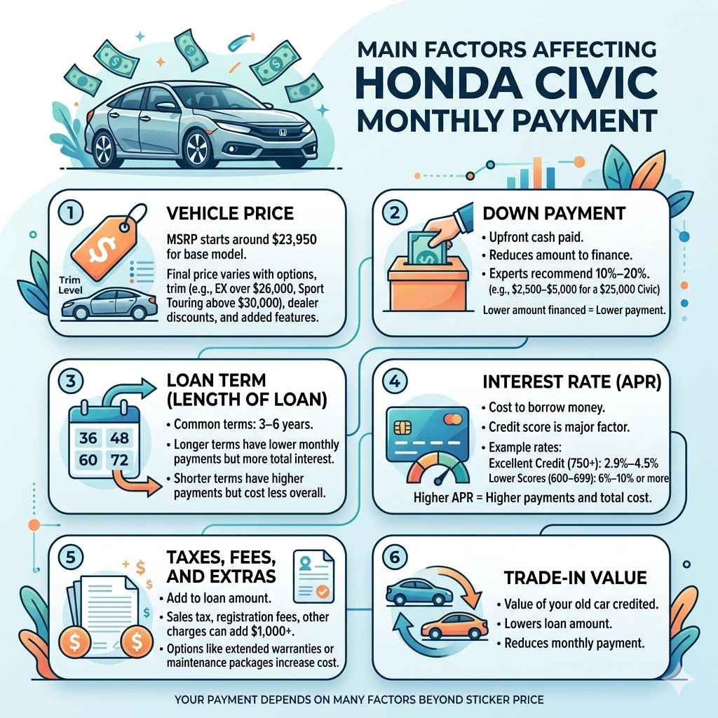 Main Factors Affecting Honda Civic Monthly Payment