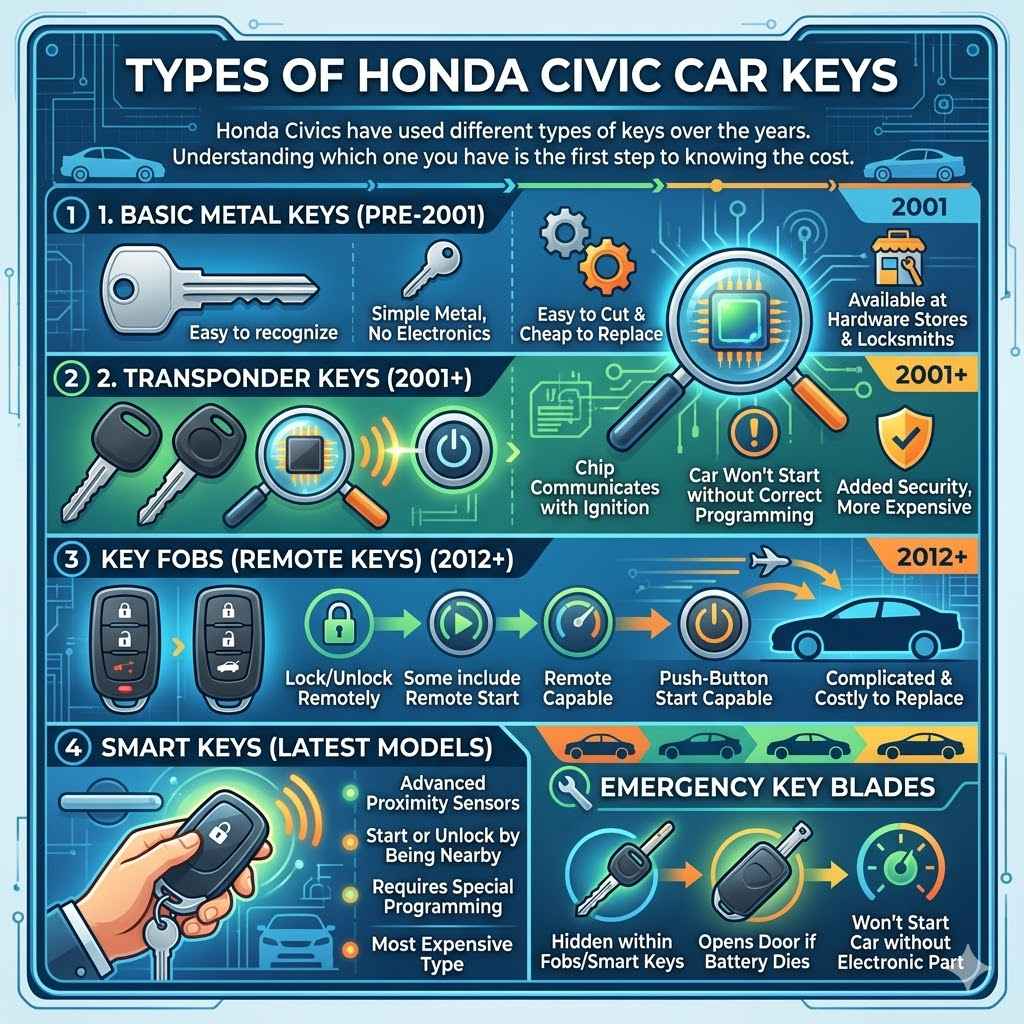 Types Of Honda Civic Car Keys