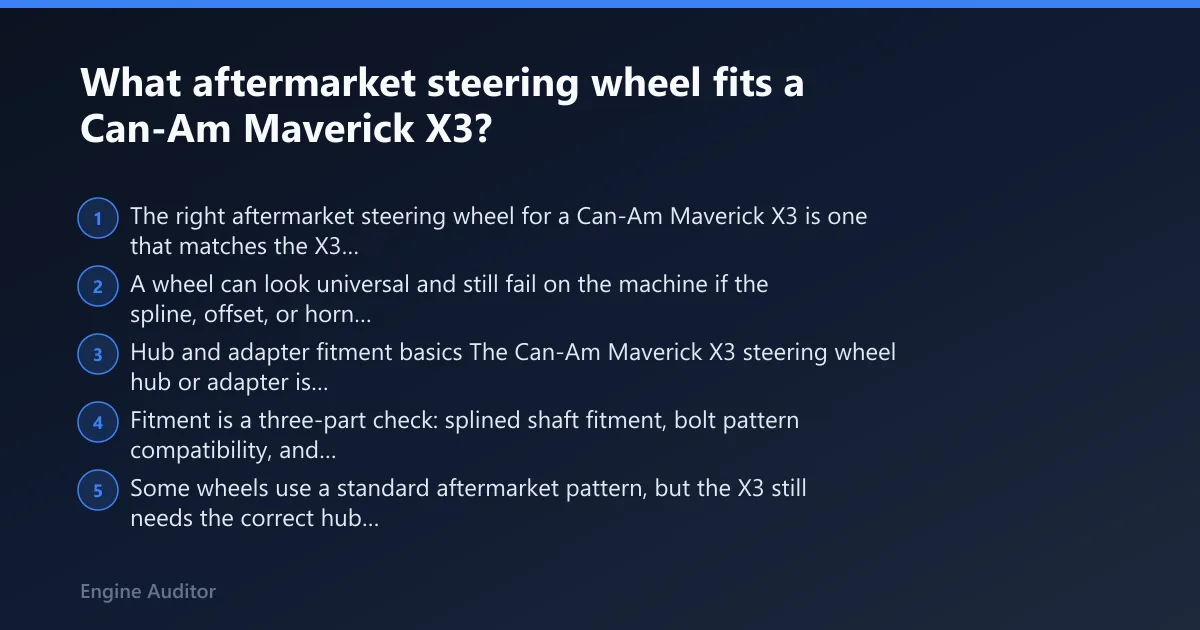 Steps: What aftermarket steering wheel fits a Can-Am Maverick X3?