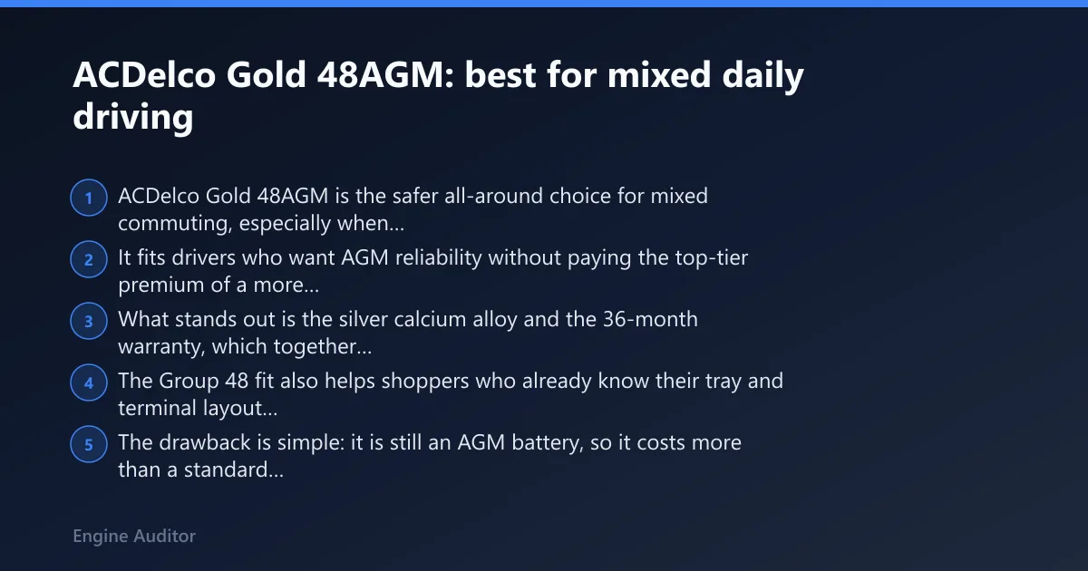 Steps: ACDelco Gold 48AGM: best for mixed daily driving