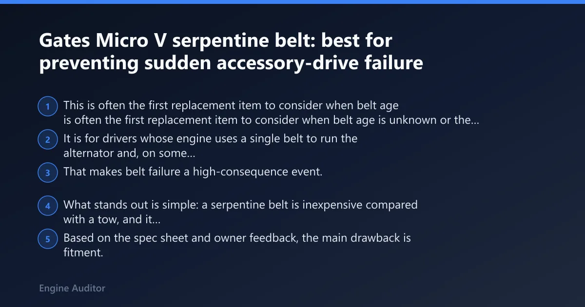 Steps: Gates Micro V serpentine belt: best for preventing sudden accessory-drive failure