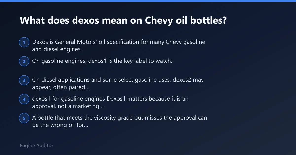 Steps: What does dexos mean on Chevy oil bottles?