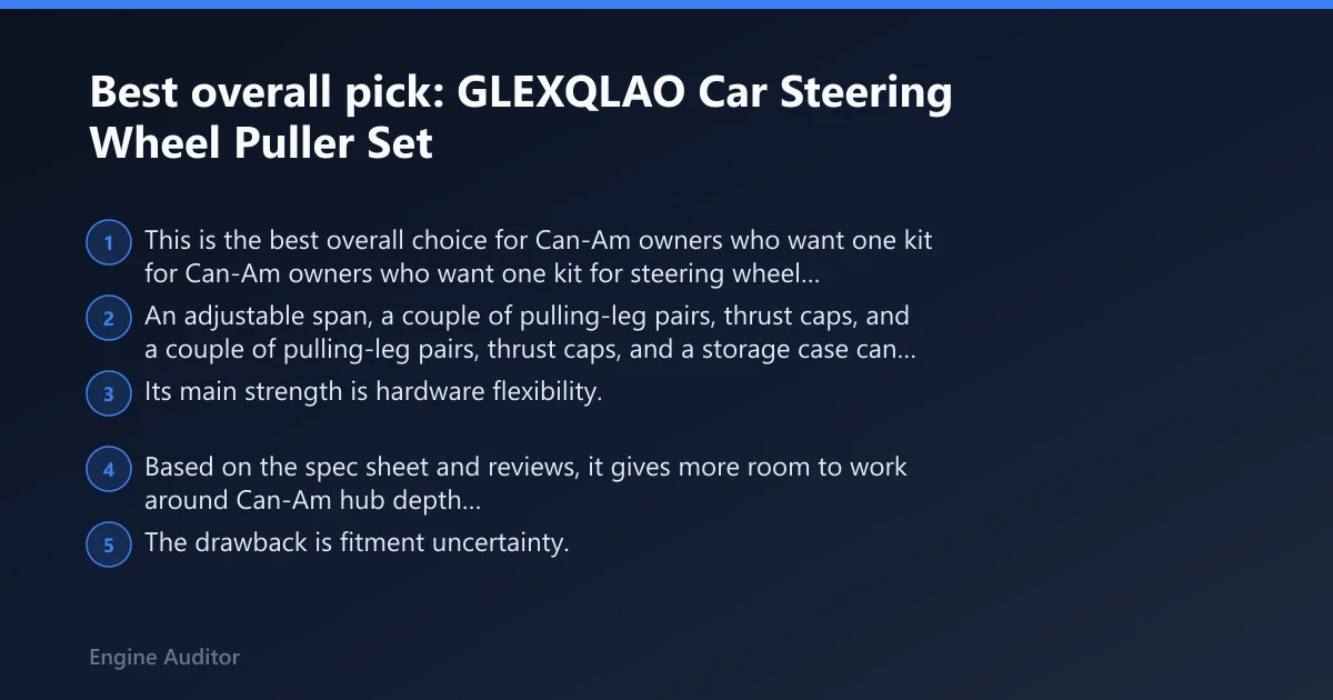 Steps: Best overall pick: GLEXQLAO Car Steering Wheel Puller Set