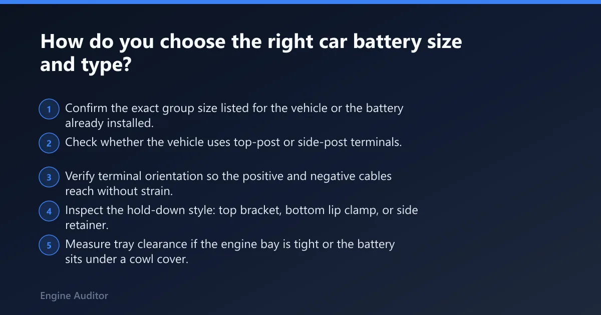 Steps: How do you choose the right car battery size and type?