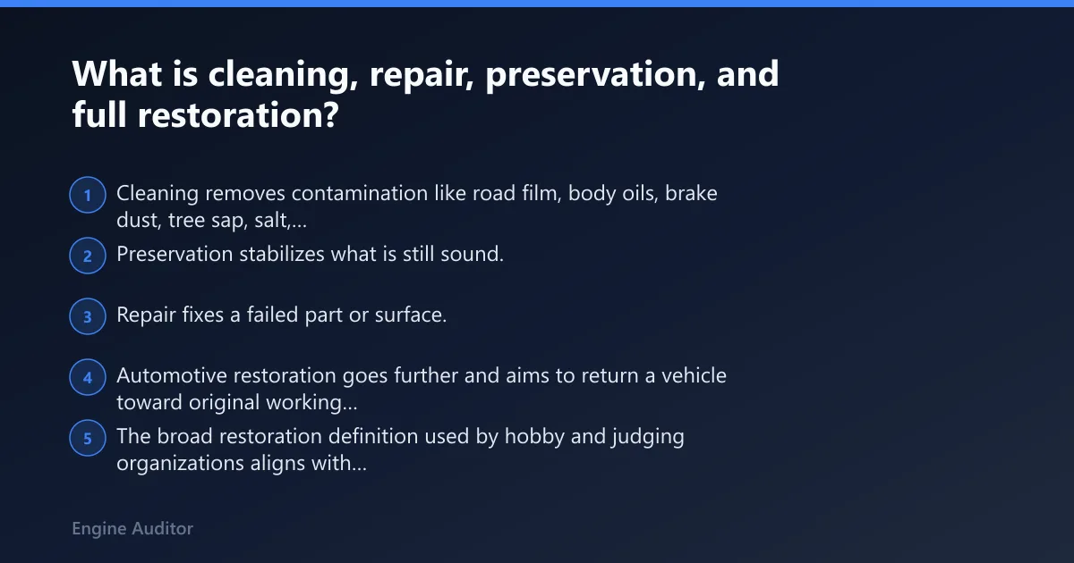 Steps: What is cleaning, repair, preservation, and full restoration?