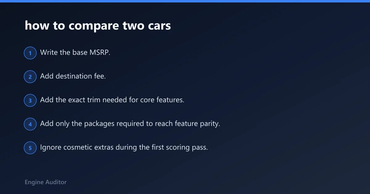Steps: how to compare two cars