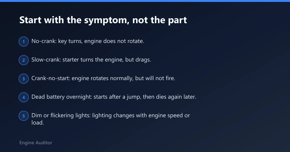 Steps: Start with the symptom, not the part