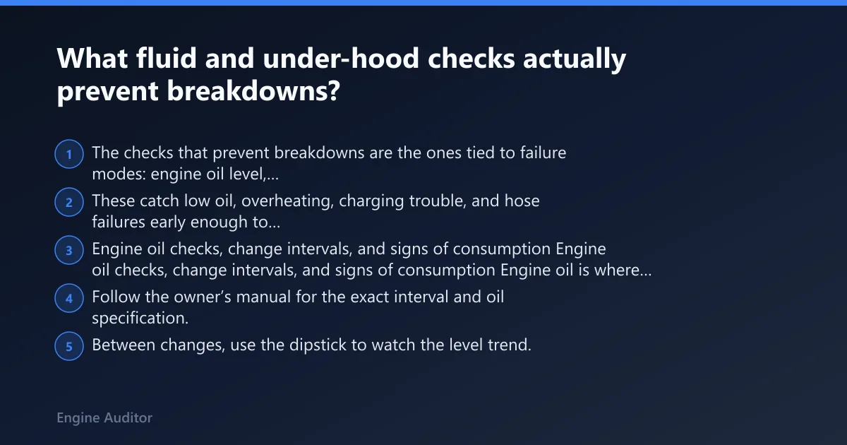 Steps: What fluid and under-hood checks actually prevent breakdowns?