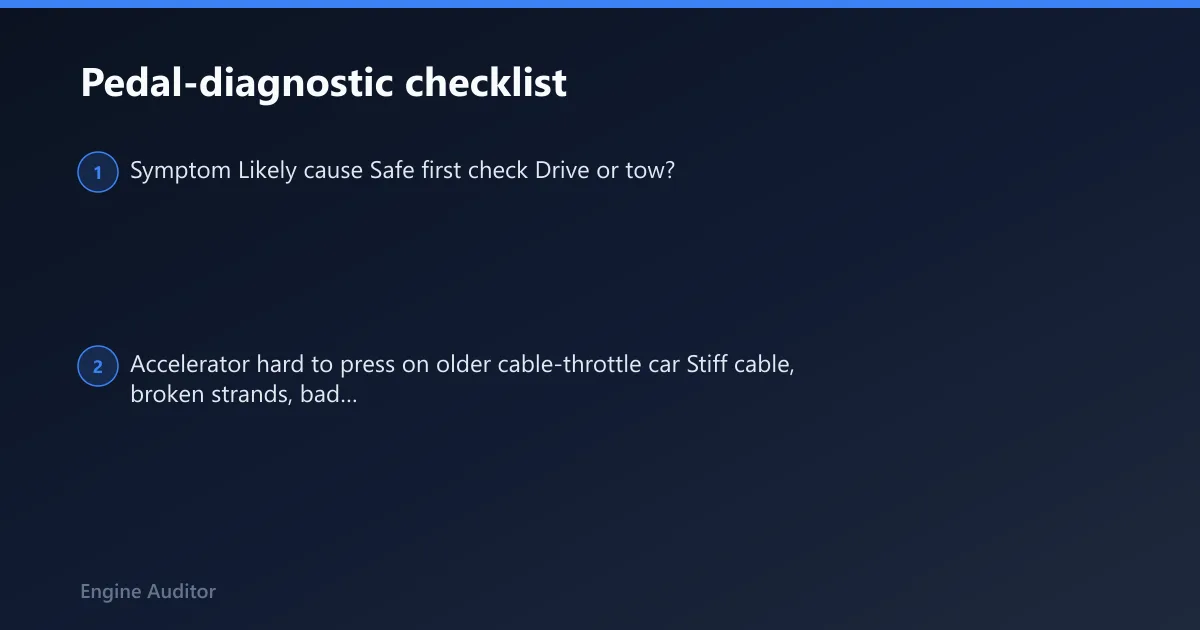 Steps: Pedal-diagnostic checklist
