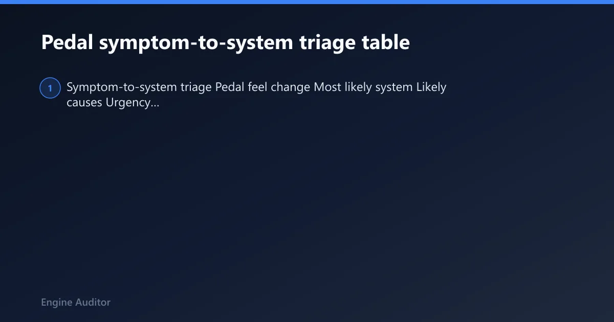 Steps: Pedal symptom-to-system triage table
