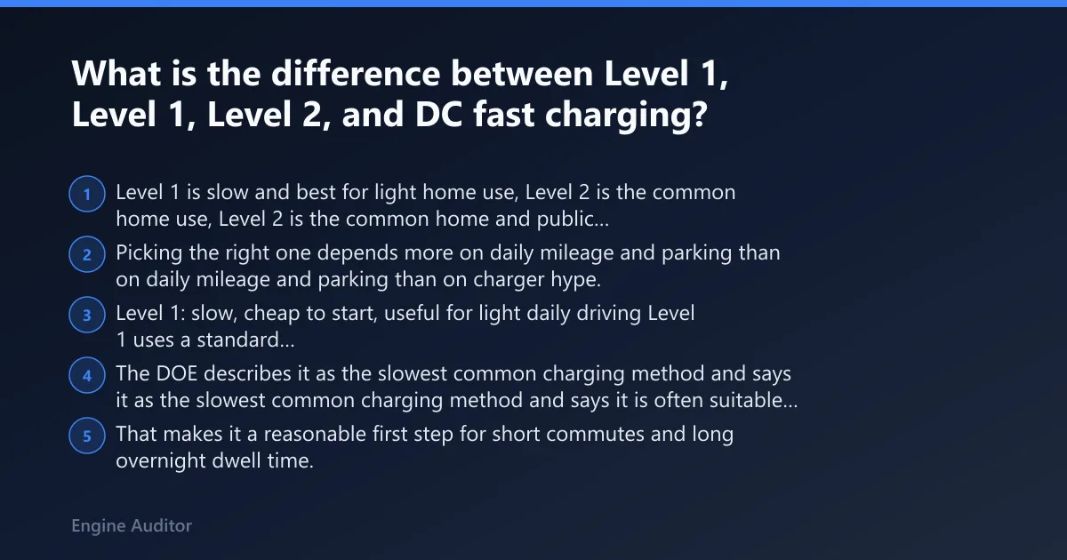 Steps: What is the difference between Level 1, Level 2, and DC fast charging?