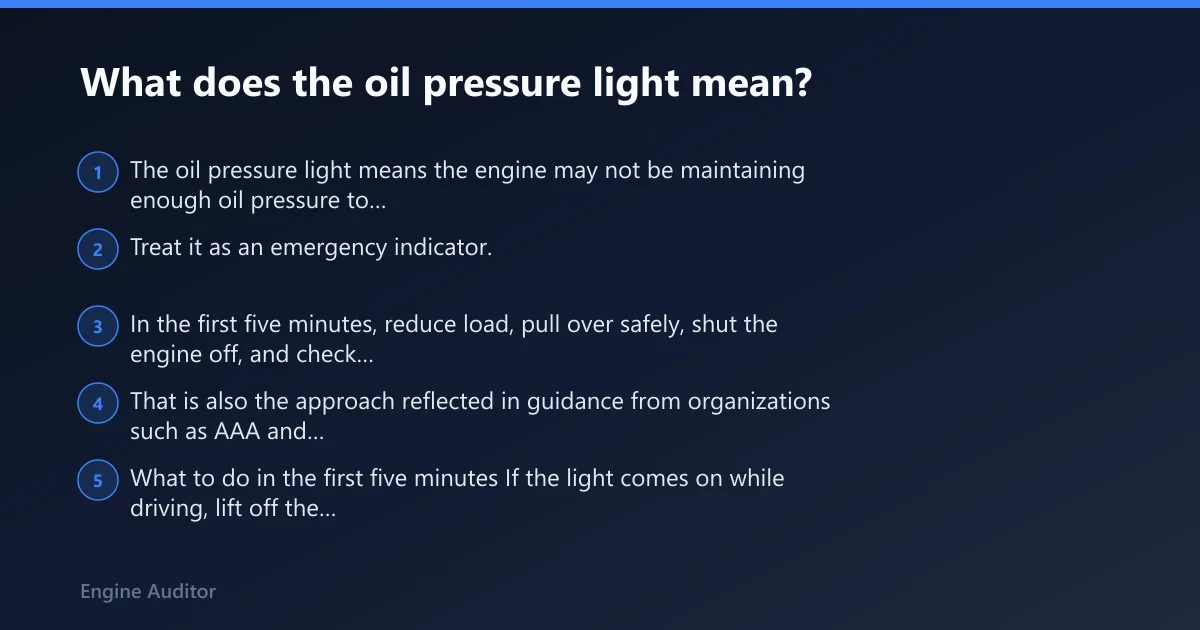 Steps: What does the oil pressure light mean?