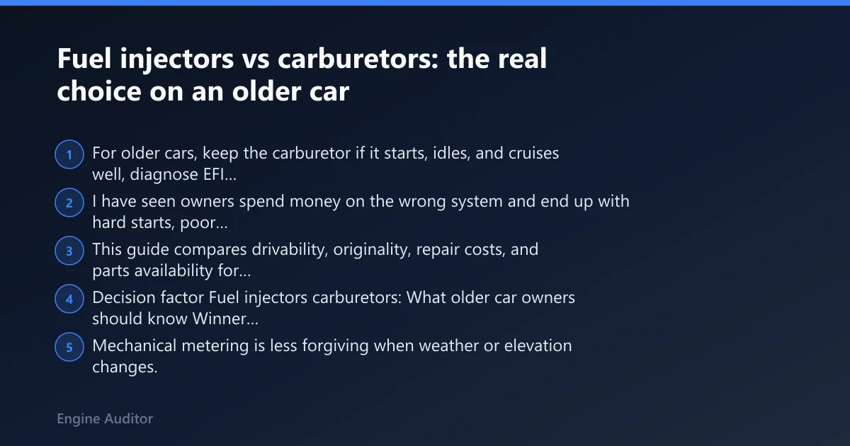 Steps: Fuel injectors vs carburetors: the real choice on an older car