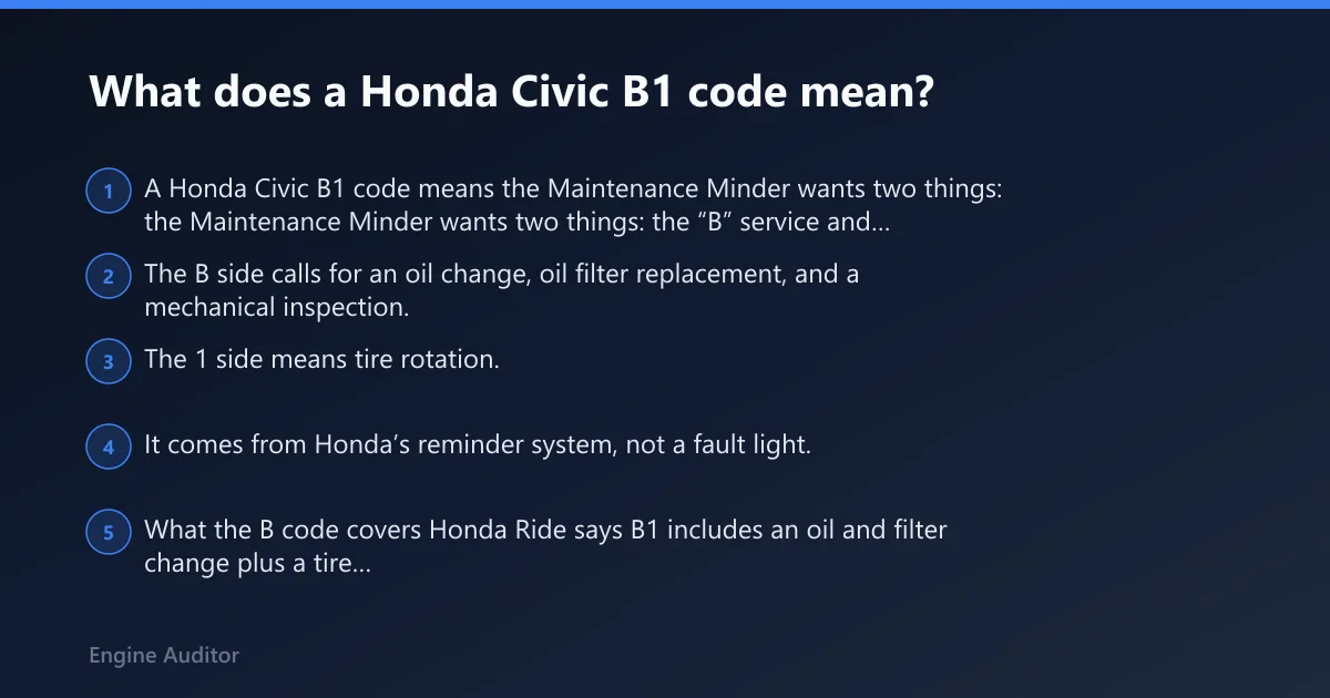 Steps: What does a Honda Civic B1 code mean?