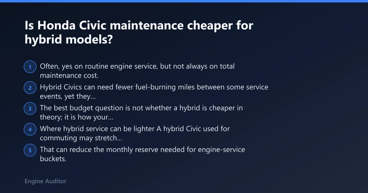 Steps: Is Honda Civic maintenance cheaper for hybrid models?