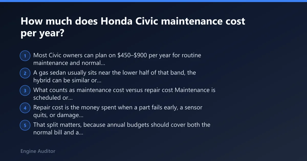 Steps: How much does Honda Civic maintenance cost per year?