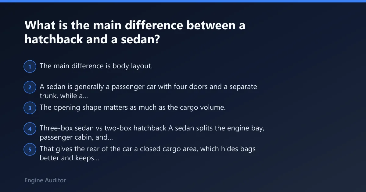 Steps: What is the main difference between a hatchback and a sedan?