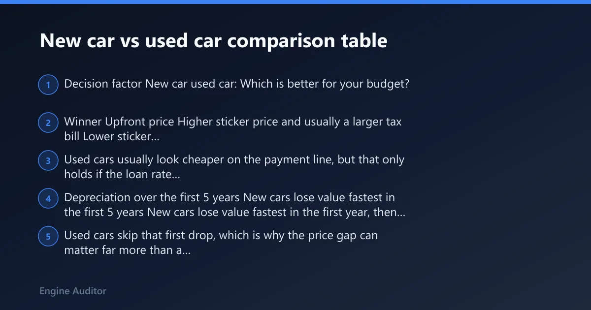 Steps: New car vs used car comparison table