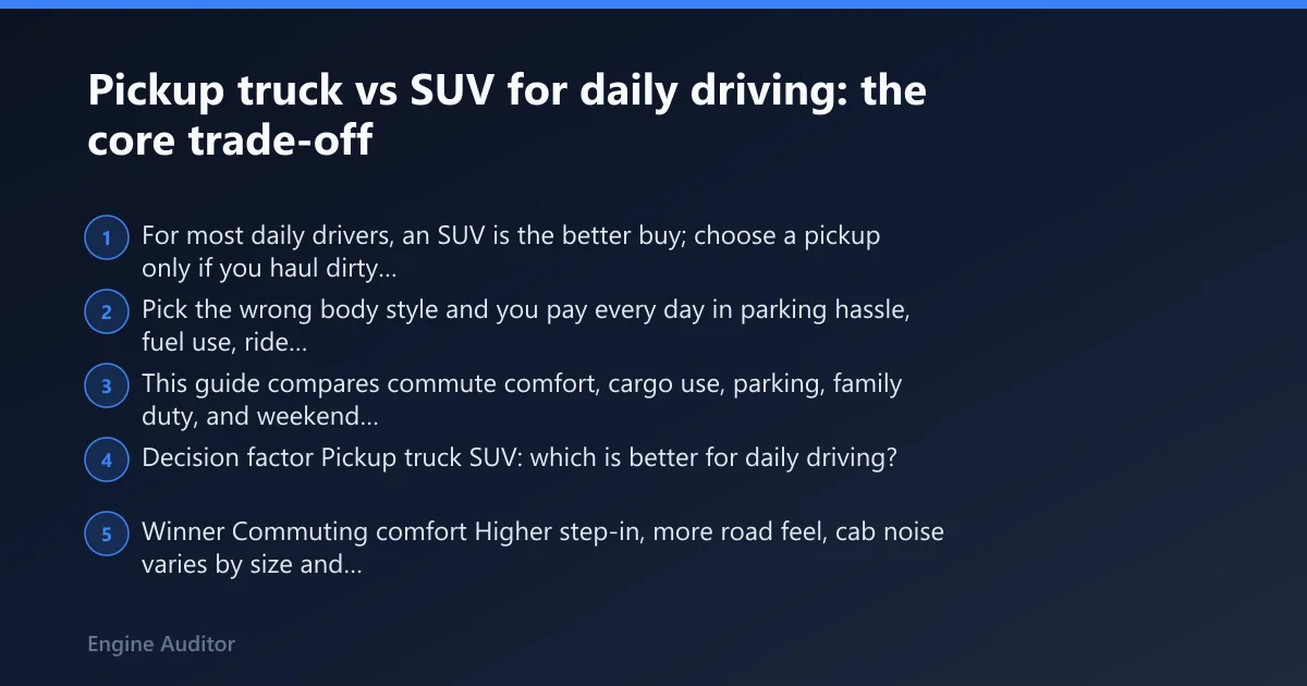 Steps: Pickup truck vs SUV for daily driving: the core trade-off