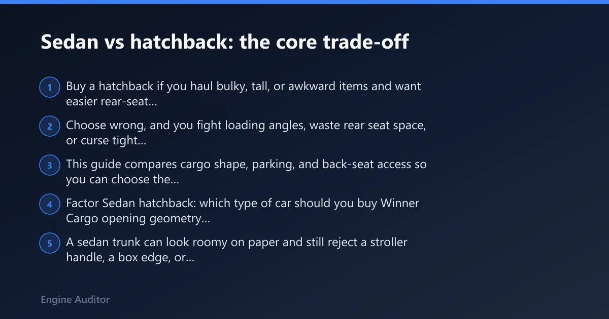 Steps: Sedan vs hatchback: the core trade-off