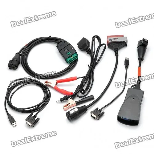 Mechanic using a scan tool beside a car with the hood open to inspect the transmission control module area