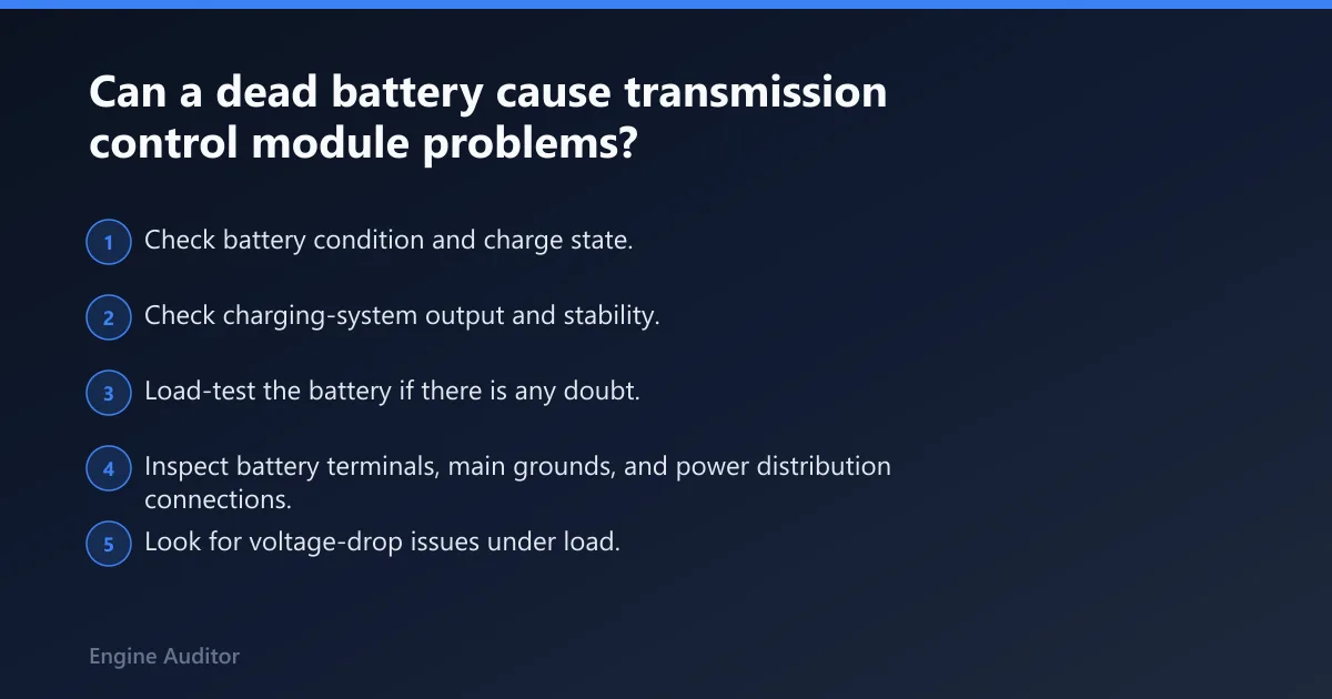 Steps: Can a dead battery cause transmission control module problems?