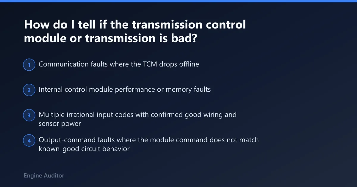 Steps: How do I tell if the transmission control module or transmission is bad?