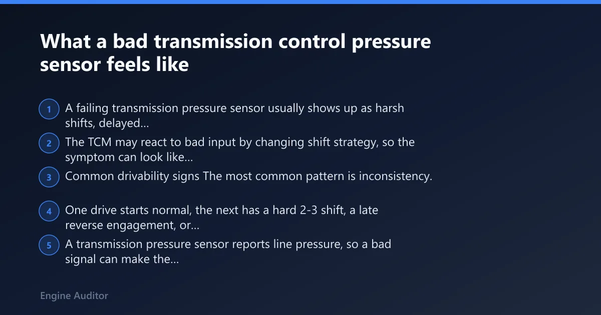 Steps: What a bad transmission control pressure sensor feels like