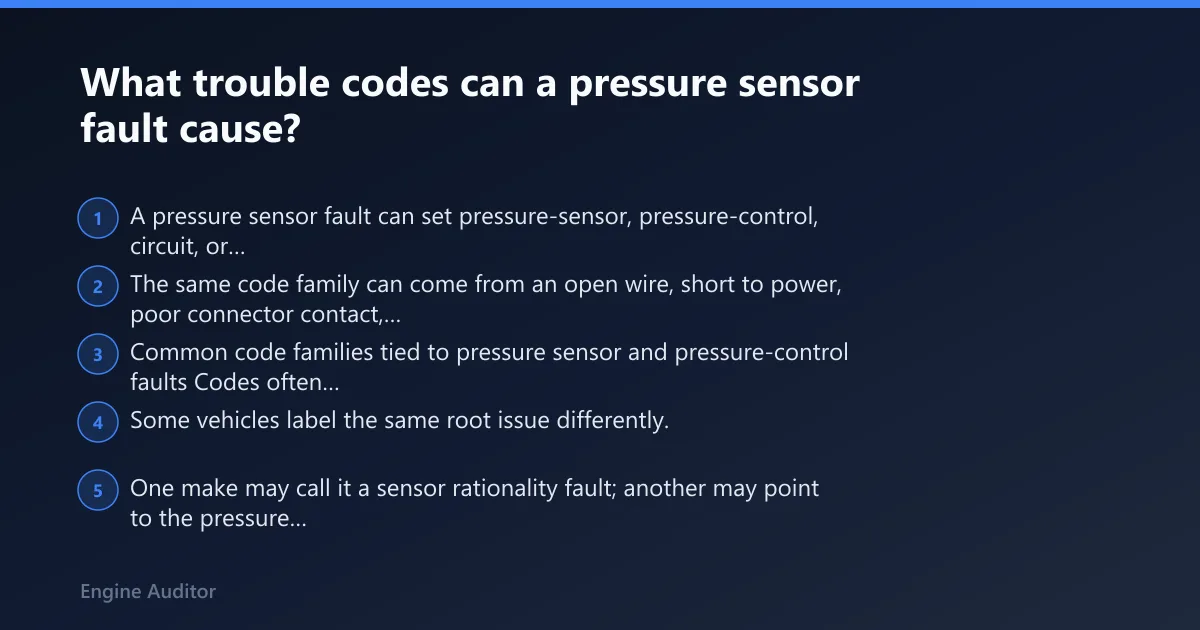 Steps: What trouble codes can a pressure sensor fault cause?
