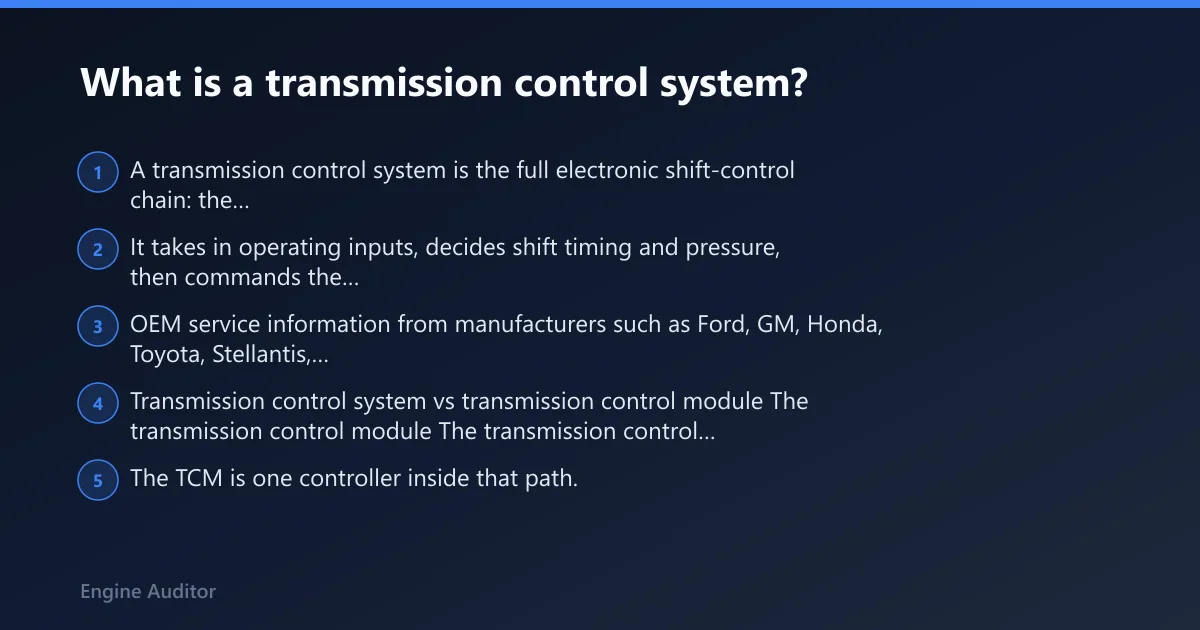 Steps: What is a transmission control system?