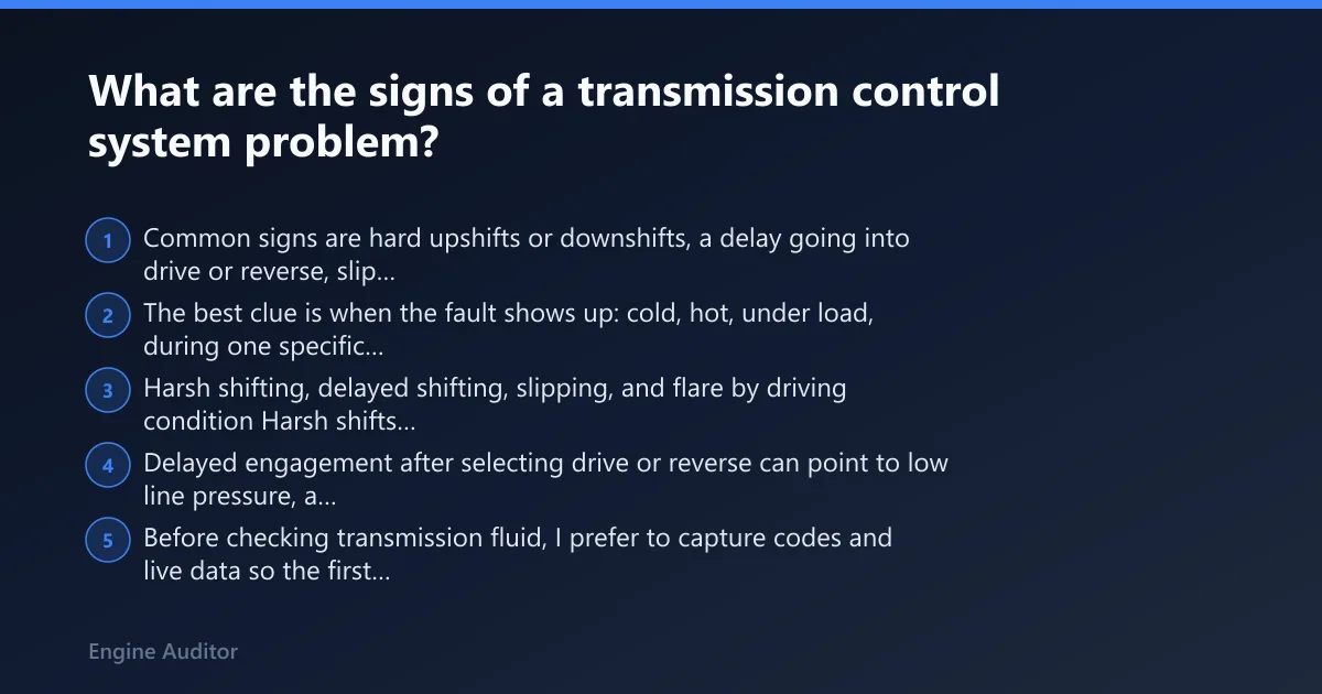 Steps: What are the signs of a transmission control system problem?
