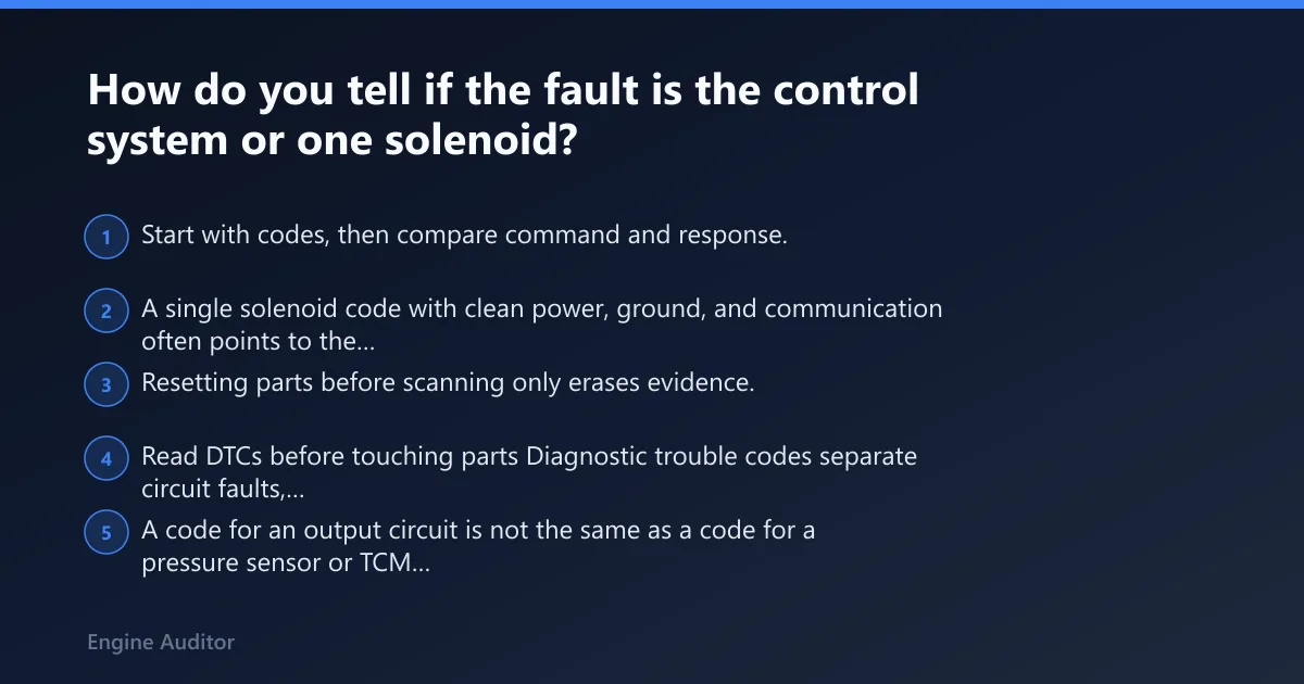 Steps: How do you tell if the fault is the control system or one solenoid?
