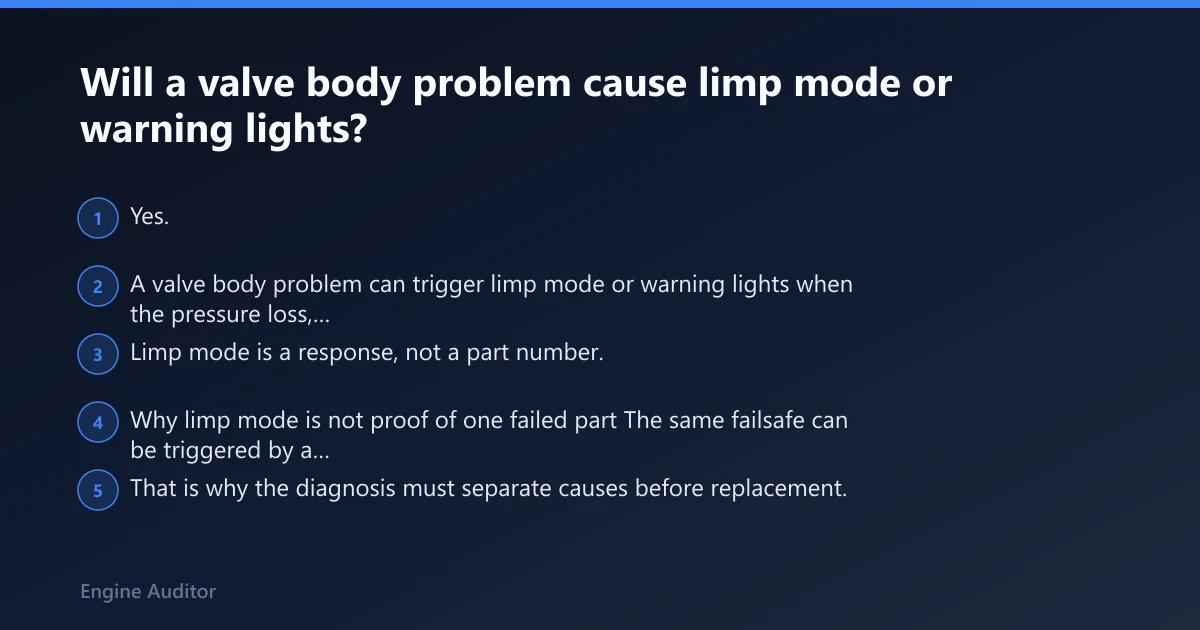 Steps: Will a valve body problem cause limp mode or warning lights?