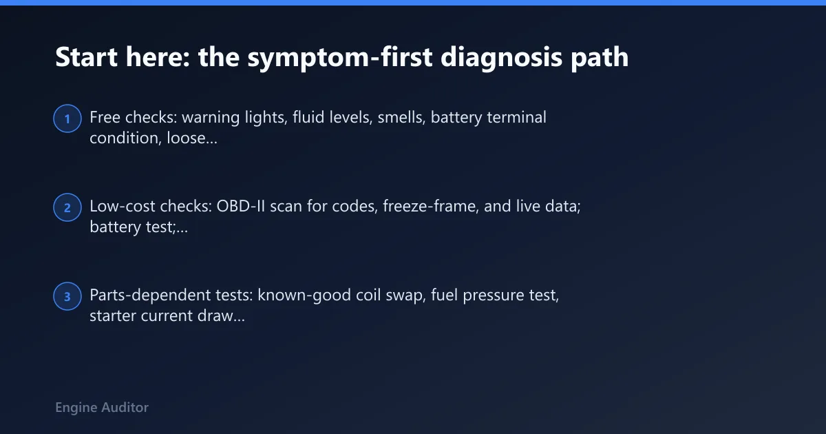 Steps: Start here: the symptom-first diagnosis path